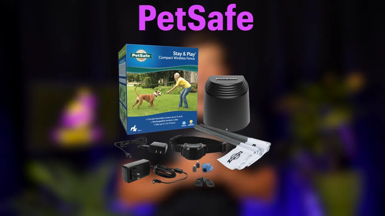 The PetSafe Wireless dog fence base station and collar.
