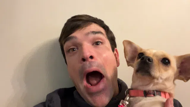 Zach with his dog Mop